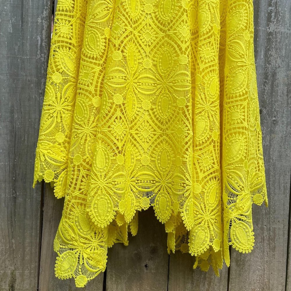 ANTONIO MELANI Sunny Yellow Lace Midi Dress - Picture 4 of 9